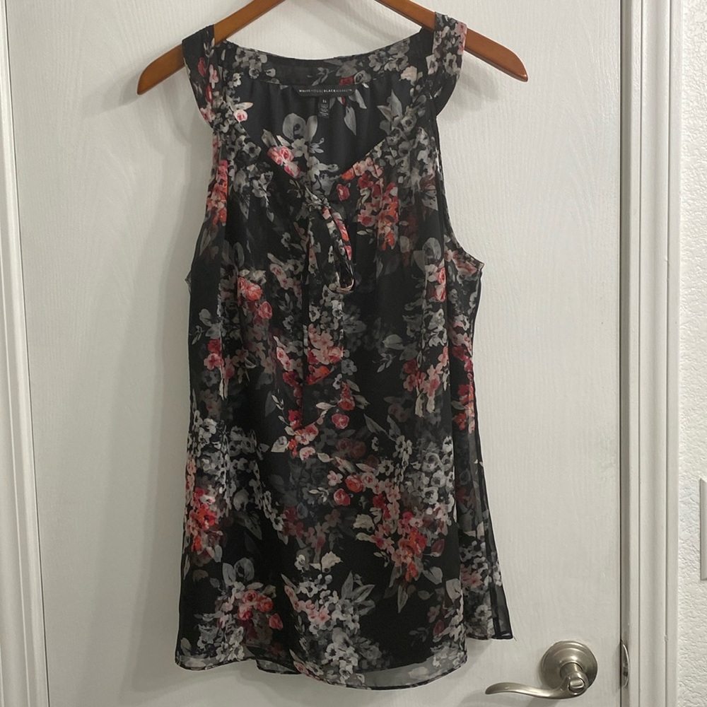 WHBM floral sleeveless blouse
